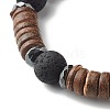 Natural Coconut Rondelle Beads Stretch Bracelets Set for Men Women BJEW-JB06771-9