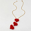 Iron Flocking 3 Red Heart Pendant Necklaces for Women FS-WG37646-01-3