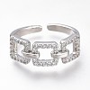 Adjustable Brass Micro Pave Clear Cubic Zirconia Cuff Rings ZIRC-I049-45-3