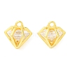 Real 18K Gold Plated Rack Plating Brass with Cubic Zirconia Pendants Charms KK-S396-12B-1