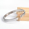 Tarnish Resistant Carve Rhombus 304 Stainless Steel Bangles BJEW-H0003-24A-3