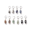 5 Pairs 5 Style Natural Mixed Stone Bullet Dangle Leverback Earrings EJEW-JE05067-1