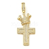 Rack Plating Brass Micro Pave Clear Cubic Zirconia Pendants KK-Z067-03G-03-1