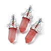 Cherry Quartz Glass Big Pointed Pendants G-I342-01P-01-1