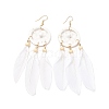 Feather Woven Net Chandelier Earrings EJEW-H090-01E-1