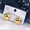 Half Round 304 Stainless Steel Stud Earrings EJEW-A125-80D-G-3