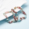 Natural Amazonite & Strawberry Quartz Chip Stretch Bracelets X-BJEW-JB04490-04-6