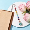 7 Chakra Gemstone Bead & Synthetic Turquoise Glass Heart Wishing Bottle Pendant Bookmarks AJEW-JK00313-04-2