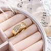 Brass Micro Pave Clear Cubic Zirconia Cuff Finger Rings for Women RJEW-G337-28G-2