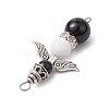 2 Styles Natural Obsidian and Black Onyx(Dyed & Heated) Angel Connector Charms PALLOY-JF03195-01-5