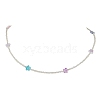 Glass Star & Seed Beaded Necklace NJEW-JN04364-2