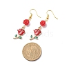 3 Pairs 3 Style Red Alloy Enamel Charms & Rose Beaded Dangle Earrings EJEW-JE05031-04-3