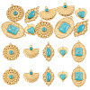 10Pcs 5 Styles Bohemian Style 304 Stainless Steel with Synthetic Turquoise Pendants STAS-TA0006-21-1