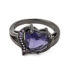 Heart Brass Micro Pave Cubic Zirconia Finger Rings FS-WG4D14B-06-2