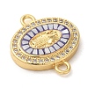 Rack Plating Brass Micro Pave Clear Cubic Zirconia Oval with Virgin Mary Links Connector Charms KK-K385-084G-2