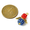 Red Rose Flower Resin & Glass Seed Beads Pendants PALLOY-MZ00289-01-2