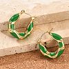 304 Stainless Steel Enamel Hoop Earrings EJEW-Z079-01G-01-3