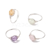 Natural Amethyst & Rose Quartz & Prehnite & Citrine Beads Finger Rings RJEW-JR00836-2