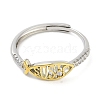 Jesus Fish Brass Micro Pave Clear Cubic Zirconia Adjustable Rings RJEW-S416-04G-2