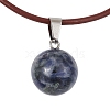 Natural Blue Spot Jasper Round Pendant Necklaces NJEW-JN04478-03-1