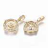 Brass Micro Pave Clear Cubic Zirconia Peg Bails Pendants KK-T062-13G-NF-2