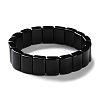 Natural Black Agate Beaded Stretch Bracelets for Men BJEW-C081-03-1