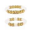 Natural Crackle Quartz & Lava Rock Round Beads Stretch Bracelets Set BJEW-JB07206-2