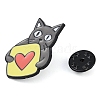 Cartoon Cat with Heart Zinc Alloy Enamel Pin Brooch JEWB-C034-06D-EB-3