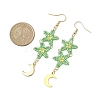 Star Glass Seed Beaded Dangle Earrings for Women EJEW-MZ00206-04-3