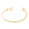 Brass Pave Clear Cubic Zirconia Oval Open Cuff Bangles for Women BJEW-S147-23G-3
