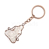 Copper Wire Wrapped Natural Quartz Crystal Chips Yoga Pendant Keychains PW-WG26152-07-1