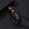 Black PU Leather Cord Braided Bracelets PW-WG503E5-01-3