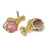 Natural Rhodonite Ball with Leopard Shape Brass Pendants KK-F887-04G-29-2