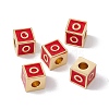 Rack Plating Brass Enamel Beads KK-B060-04G-03O-3