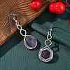 Hexagon Natural Amethyst Dangle Earrings EJEW-K298-01P-01-2