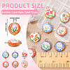 12Pcs 6 Styles Handmade Printed Porcelain Pendants PALLOY-SW00123-2
