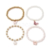 Glass Pearl Stretch Bracelets BJEW-JB10943-1