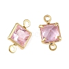 SHEGRACE Brass Pave Cubic Zirconia Square Connector Charms XGRQ2O093-440E-G-2