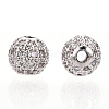 Rack Plating Brass Cubic Zirconia Beads ZIRC-S001-6mm-A03-2