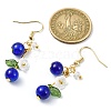 304 Stainless Steel Glass Blueberry Dangle Earrings EJEW-JE06251-02-3