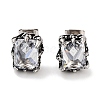 Rectangle 316 Surgical Stainless Steel Pave Clear Cubic Zirconia Stud Earrings for Women Men EJEW-Z050-16AS-1