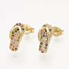 Brass Cubic Zirconia Stud Earrings EJEW-S201-160-1