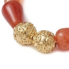 Teardrop Natural Crackle Agate & Round Brass Beaded Stretch Bracelets for Women BJEW-JB10711-3