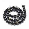 Natural Golden Sheen Obsidian Beads Strands G-R446-4mm-22-2