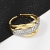 Brass Micro Pave Cubic Zirconia Open Cuff Ring for Women RJEW-F177-03GP-07-4