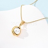 304 Stainless Steel & Acrylic Imitation Pearl Moon Pendant Snake Chain Necklaces for Women NJEW-F354-08G-4