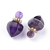 Faceted Natural Amethyst Openable Perfume Bottle Pendants G-P435-A-02G-2