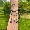 Wire Wrapped Natural Lapis Lazuli Chips & Metal Moon Hanging Ornaments PW-WG7025F-03-1