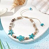 Ocean Theme Starfish Turtle Synthetic Turquoise & Coconut Braided Bead Bracelet Sets BJEW-JB11460-01-1