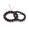 Natural Garnet Round Beaded Stretch Bracelet BJEW-A128-01-4